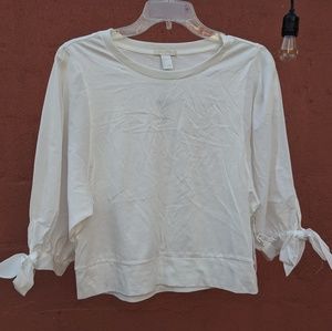 NWT White Top with Tie Sleeves